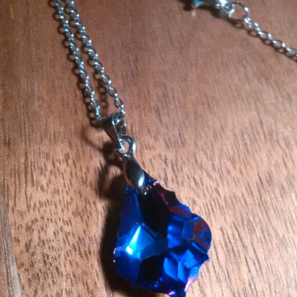 Magic Color Crystal Baroque Brass Pendant Stainless Steel Necklace - Picture 7 of 15